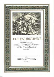 Feuerwehrurkunde mit Text 