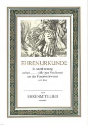 Feuerwehrurkunde mit Text 