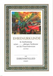Feuerwehrurkunde mit Text 