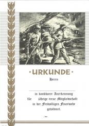 Feuerwehrurkunde mit Text 