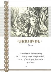 Feuerwehrurkunde mit Text 