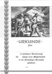 Feuerwehrurkunde mit Text 