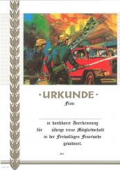 Feuerwehrurkunde mit Text 