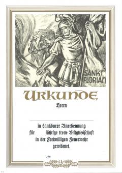 Feuerwehrurkunde mit Text 