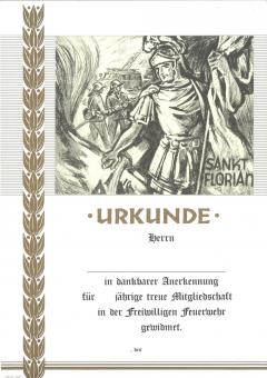 Feuerwehrurkunde mit Text 